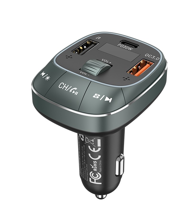 A_1745847988 Vention Car FM Transmitter, USB Music Player & Charger 3xUSB 30W/18W/5W FFLB0 - Image 1