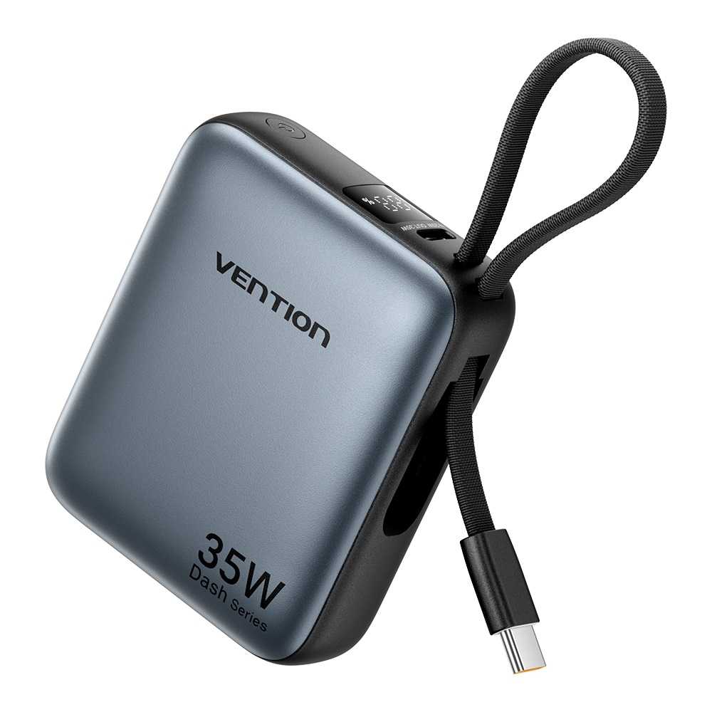 A_1745928217 Vention Powerbank 10000mAh 35W Mini Size Built-in USBC Black FHEH0 - Image 1