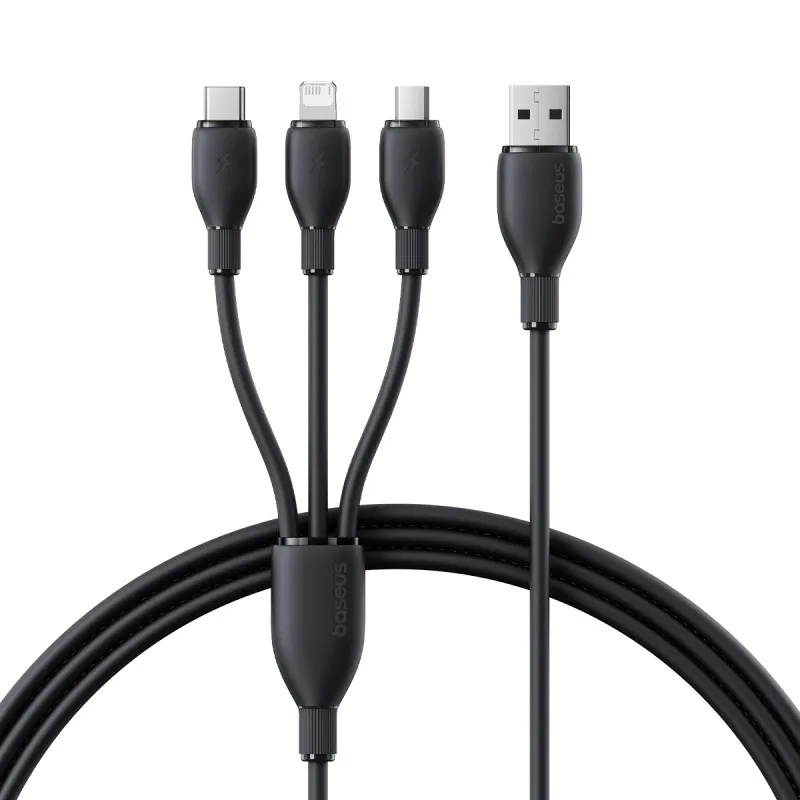 BASEUS-Ultra-Fast-3-in-1-Fast-Charging-Cable-USB-to-Micro-USB-Lightning-USB-C-3.5A-1.3m-Black-P10376303121-00-5 Baseus Cable 3in1 USB-C/Micro/Ligh Ultra Fast Series 1.3m Black - Image 1