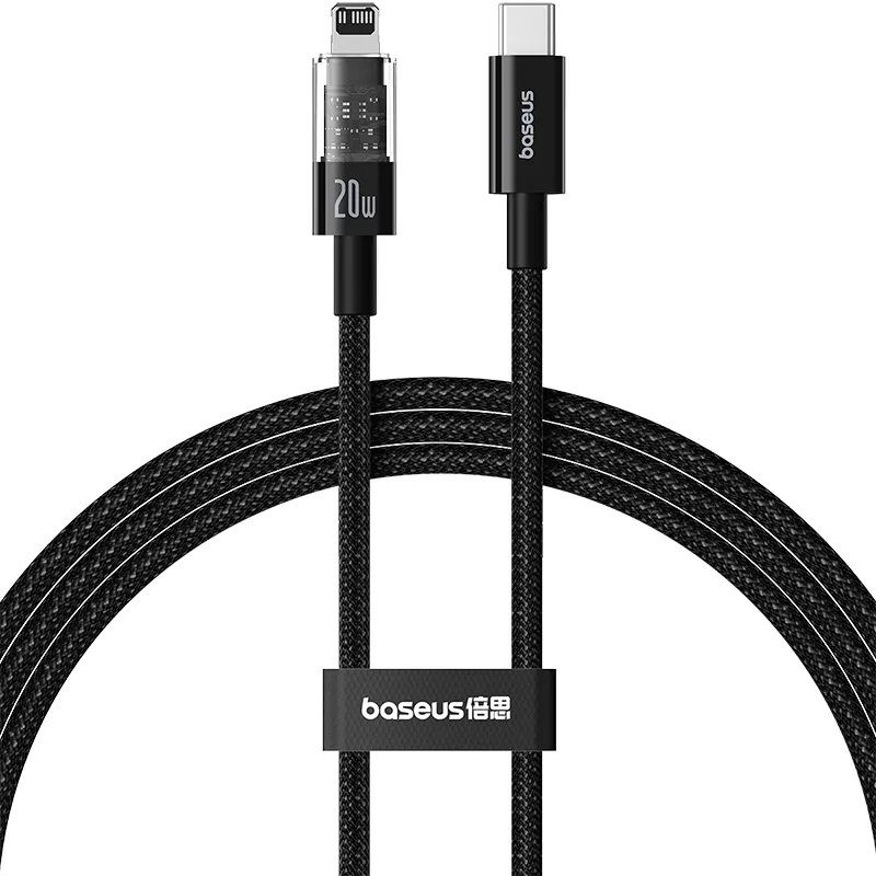 Baseus-Cable-For-Iphone-P1037301111-00-3 Baseus Cable Lightning to USB-C Gem Series 2.0m 20W Black - Image 1