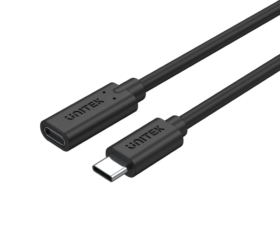 C14086BK_01_Front_1800x1800 Unitek C14086BK USB3.2 USB-C Male to USB-C Female Extension Cable PD100W 50cm - Image 1