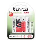 Uniross C 3000 Hybrio Rechargable Batteries 2 Pcs