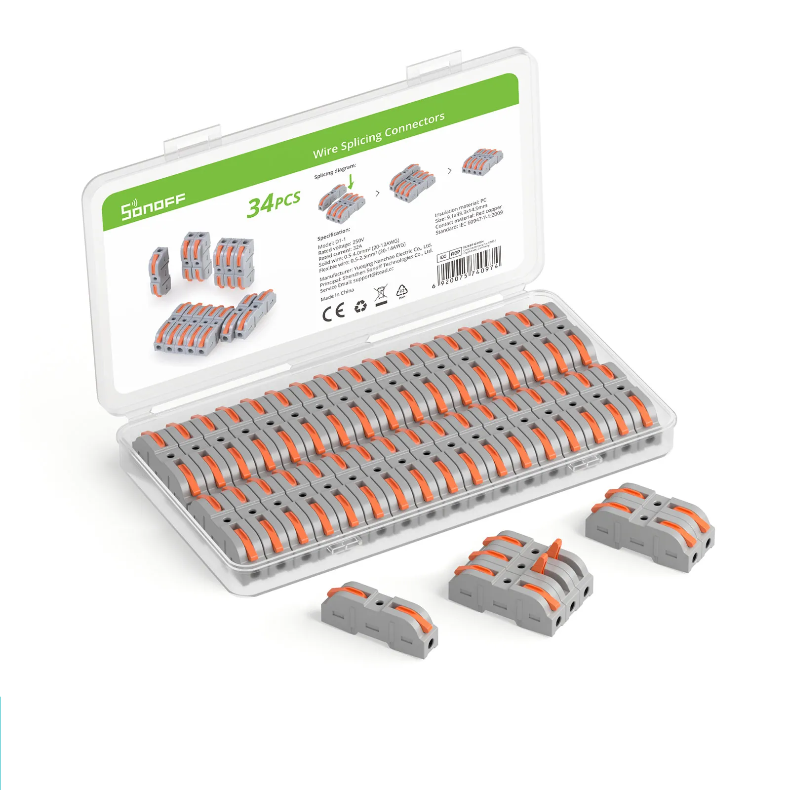 D1-1 Sonoff D1-1 Wire Splicing Connectors (34 pcs) - Image 1