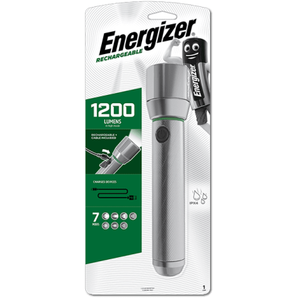 Energizer Light Torch 1200 Lumens (USBC) - Vision HD Metal Rechargeable