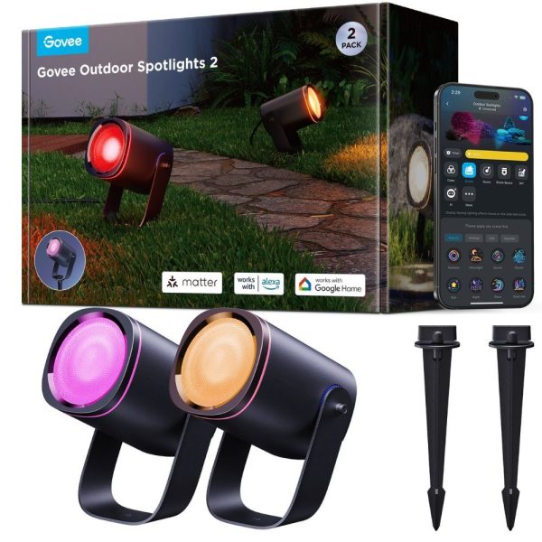 Govee Outdoor Smart Garden Spotlights IP67 RGBICWW H7093311 (2pack)