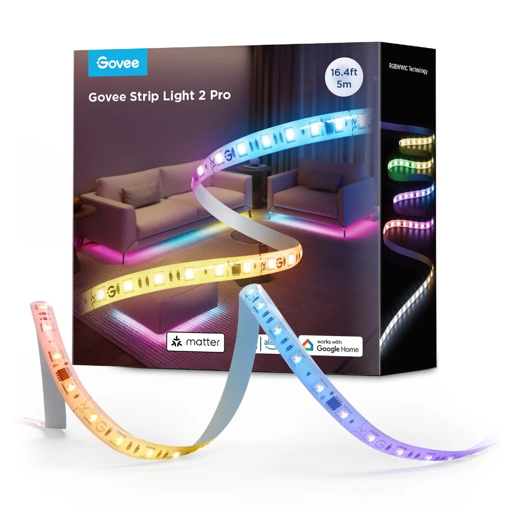 ID_9 Govee LED Light Strip RGBICWW Smart WiFi & BT w/Protective Coating 5m (Matter) H61F5 - Image 1