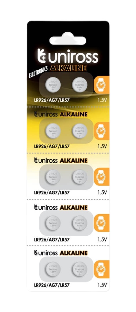 LR57-1 Uniross Alkaline-Coin LR926 AG7 LR57 Battery (10pack) - Image 1