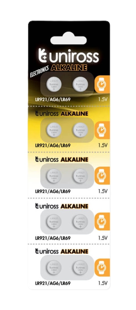 LR69-1 Uniross Alkaline-Coin LR921 AG6 LR69 Battery (10pack) - Image 1