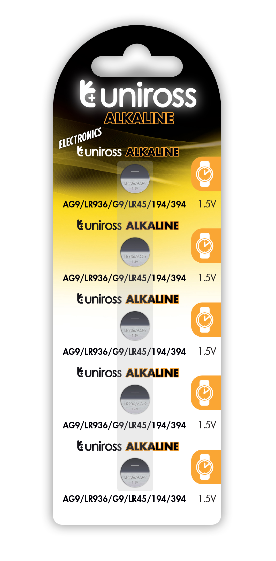 LR936 Uniross LR936 AG9 LR45 Alkaline Coin Battery (5pack) - Image 1