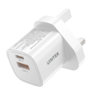 Unitek 33W Wall Charger USB-C PD & QC 3.0 UK P1125AWH White