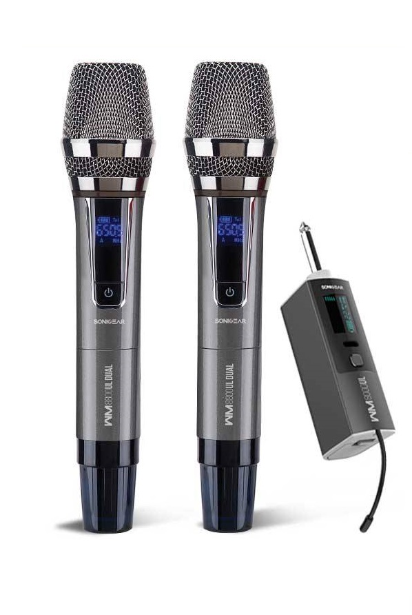 SonicGear_WM_8800_UL_DUAL_2_Wireless_Microphones_PROFILE SonicGear WM8800UL DUAL 2 Studio Quality Metal Body Wireless UHF Microphones with Receiver - Image 1