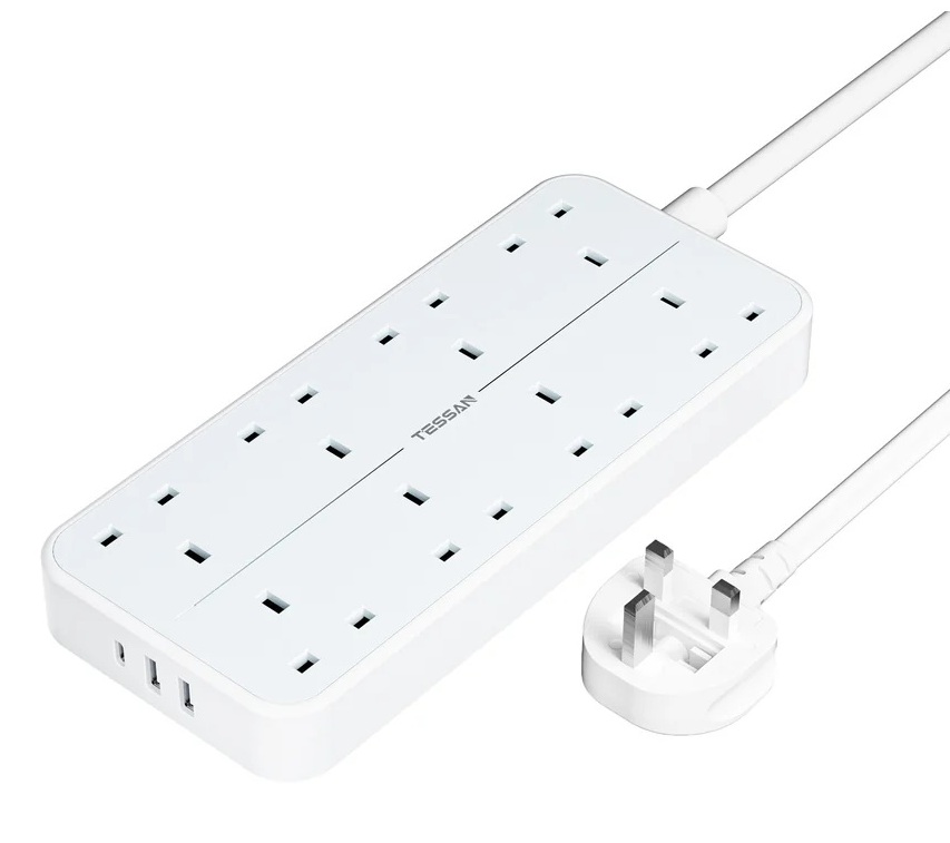TS-204-C_prof_1747732620 Tessan 8-Gang Extension 2 USB-A USB C 2m 13A TS-204-C - Image 1