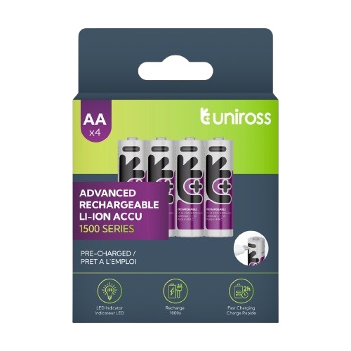 _U322057__Uniross_USB-C_AA_1.5V_Rechargeable_Battery__Pack_4_-removebg-preview Uniross Rechargeable USB-C Lithium AA Batteries (4pack) - Image 1