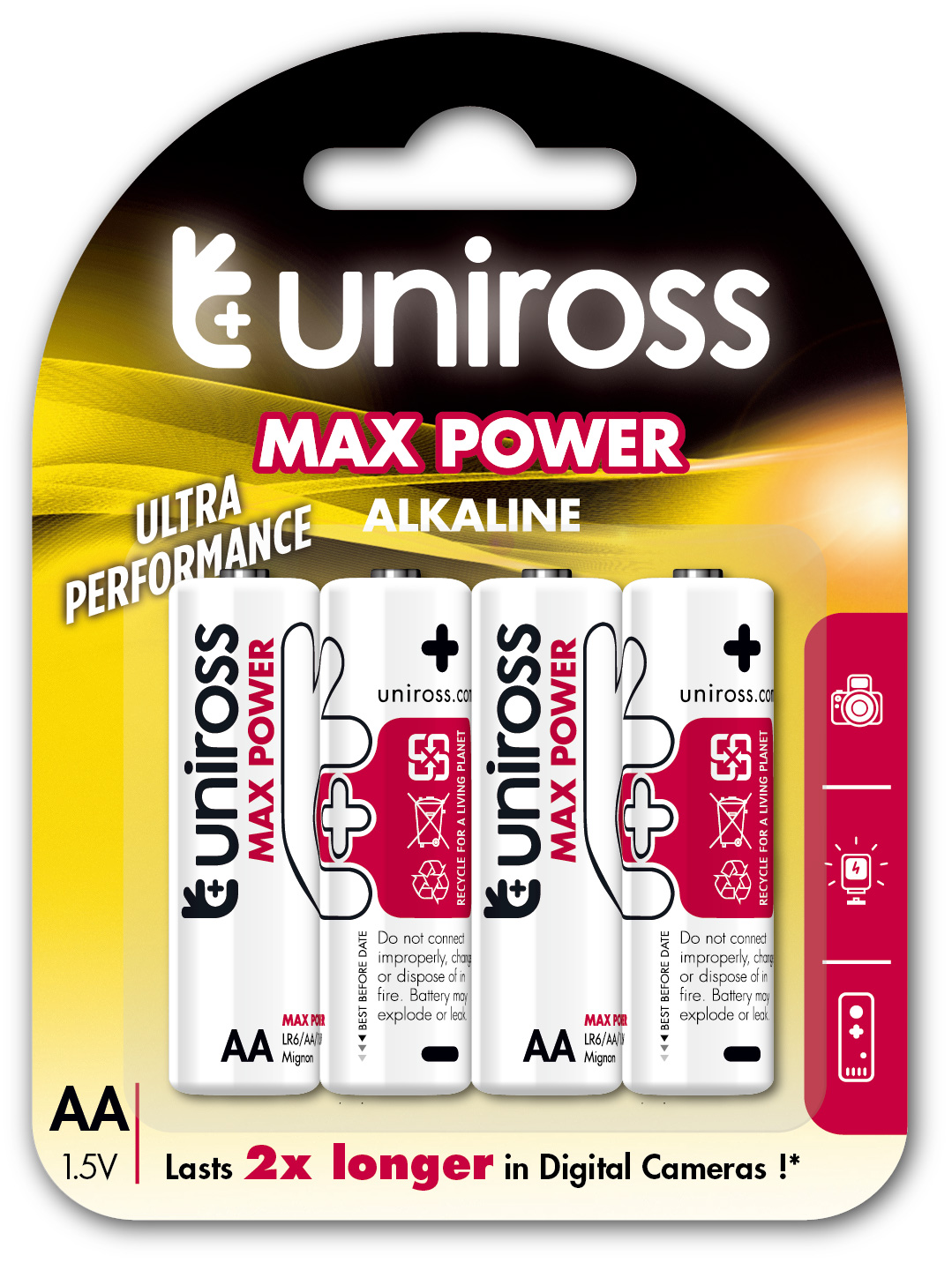_UALKAAMP4__MAX_POWER_BP4_AA Uniross AA Max Power Alkaline Batteries 4 Pcs - Image 1