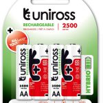 Uniross AA 2500 Hybrio Rechargeable Battery 4pcs