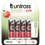 Uniross AA 2100 Hybrio Rechargable Batteries 4 Pcs
