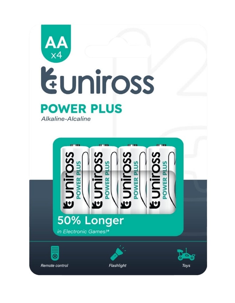 Uniross4pkAA Uniross Alkaline AA Power Plus Batteries 4 Pcs (New) - Image 1