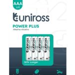 Uniross Alkaline AAA Power Plus Batteries 4 Pcs (New)
