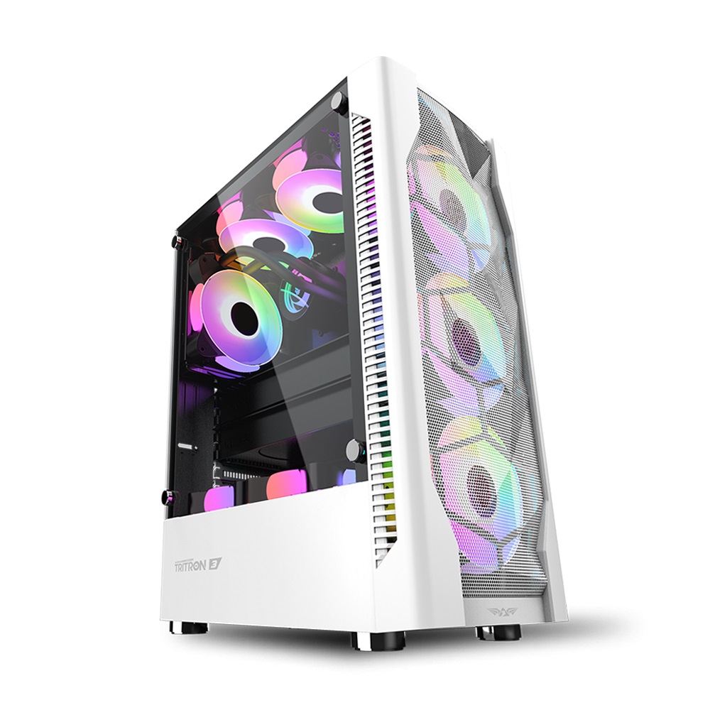 WHITE-ATX-1000x1000wh_fff Armaggeddon Gaming Case ATX 3xARGB TRITRON 3 White - Image 1