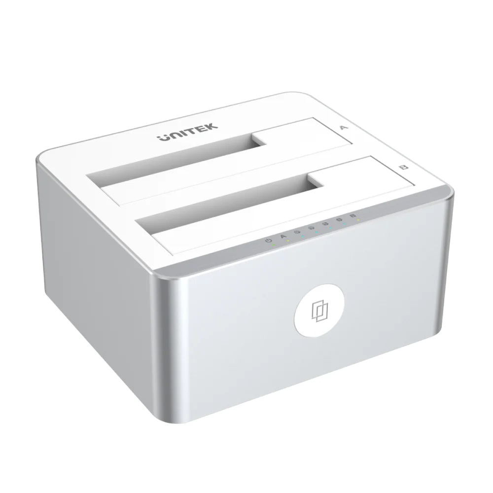 Y-3027-1 Unitek Y-3027 USB-C 3.1 10Gbps SATA6G Dual Bay Aluminium HDD Docking Station (Silver) - Image 1