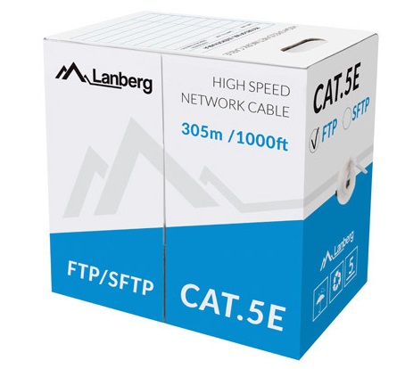 Z28726_125555_1693463517 Lanberg CAT5e FTP CU Cable 305m Grey LCF5-11CU-0305-S - Image 1