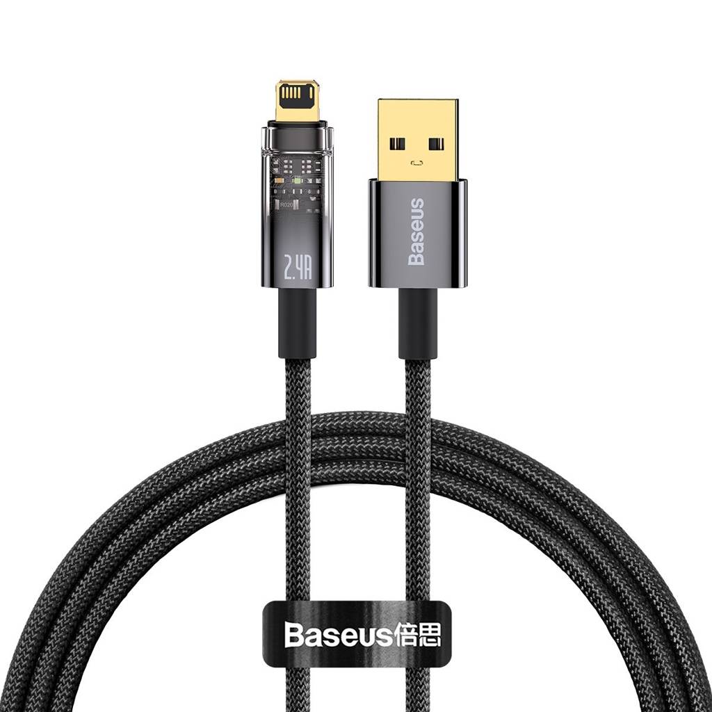 eng_pl_Baseus-Explorer-Series-cable-USB-Lightning-2-4A-cable-1-m-black-CATS000401-105634_1 Baseus Cable Lightning to USB-A Explorer Series Auto Power-Off - Image 1