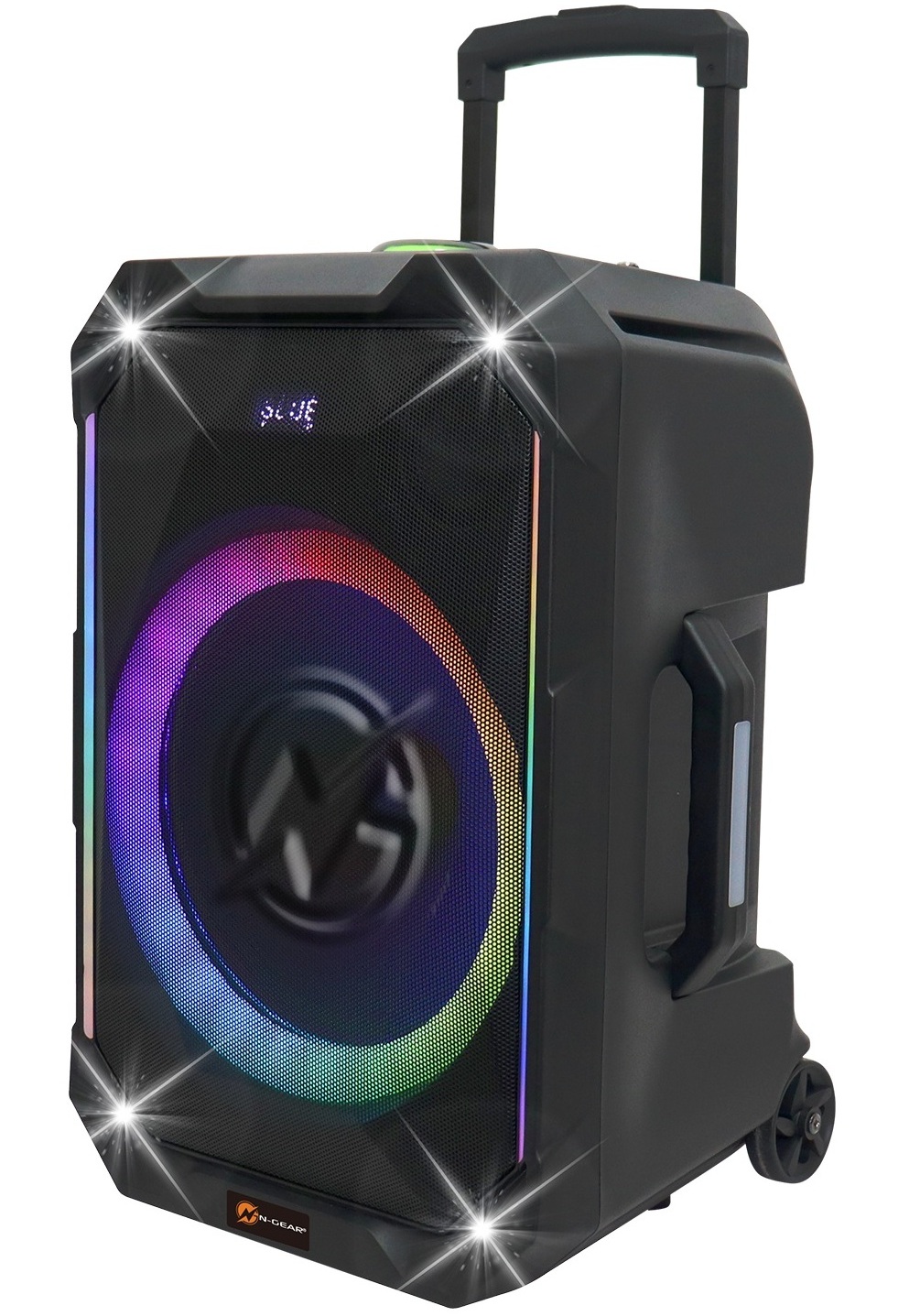 flash1540-2 N-Gear FLASH1540 15'' Portable Karaoke Speaker with 1x Wireless Mic LED Lights USB & BT - Image 1