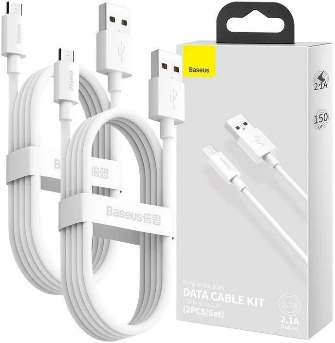 https___storage.googleapis.com_arvutitark-prod_public_media-hub-olev_2022_06_187117_media-chfejg Baseus Cable MicroUSB to USB-A Simple Wisdom 1.5m White (2PC) - Image 1