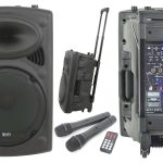 QTX QR15PA 15'' Professional Portable Karaoke & PA Speaker with 2x Wireless Microphones, Bluetooth USB & FM 178.848UK