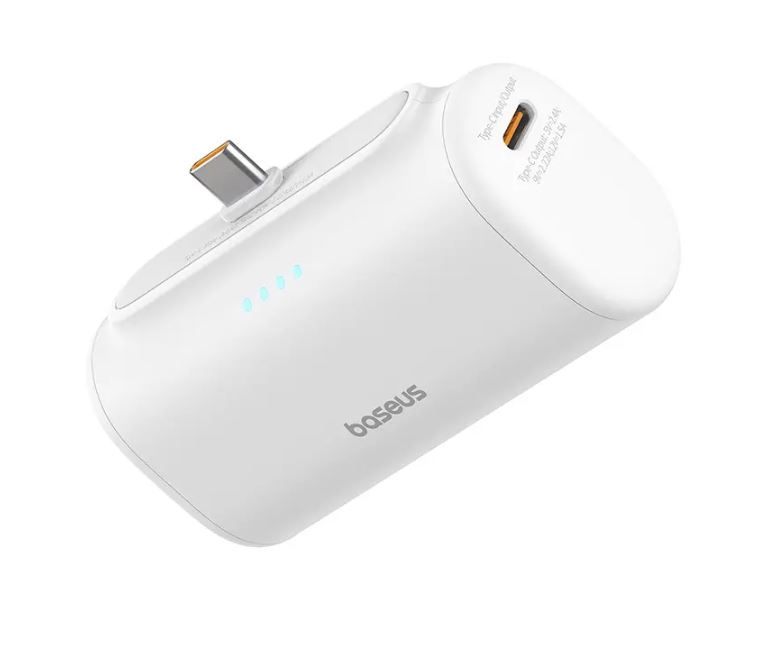 rrrr Baseus Powerbank 20W 5000mAh Plug-In USB-C 20W White - Image 1