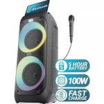 Majority Speakers Portable Karaoke P200 100W Wire Mic BT/USB/RGB UK