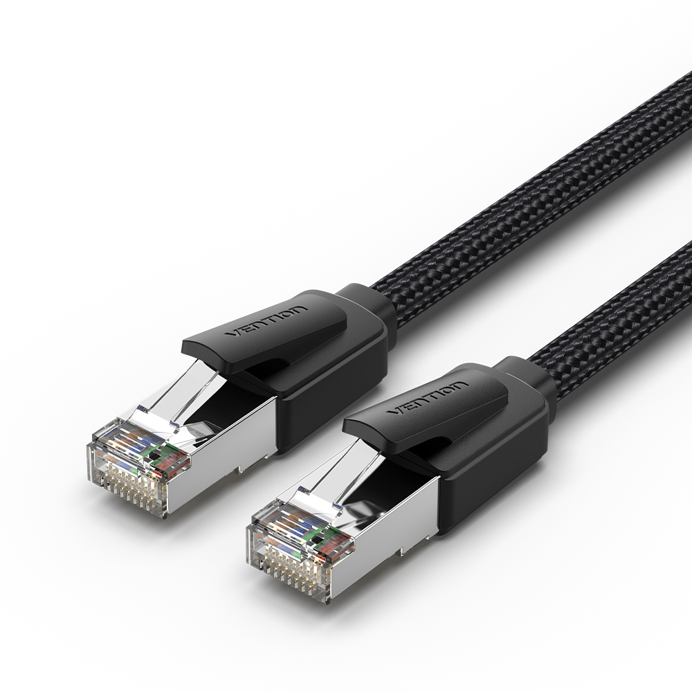 1-main_1776403508 Vention NETWORK Cable CAT8 SFTP Braided 1.0m Black-Nickel IKOBF - Image 1