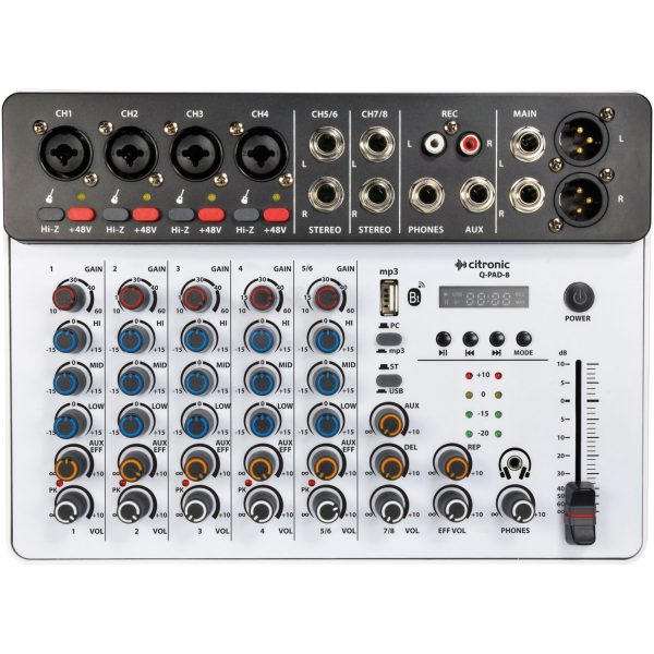 Citronic QPAD-8 Studio Mixer 4ch BT/USB Play-Rec 170.818UK