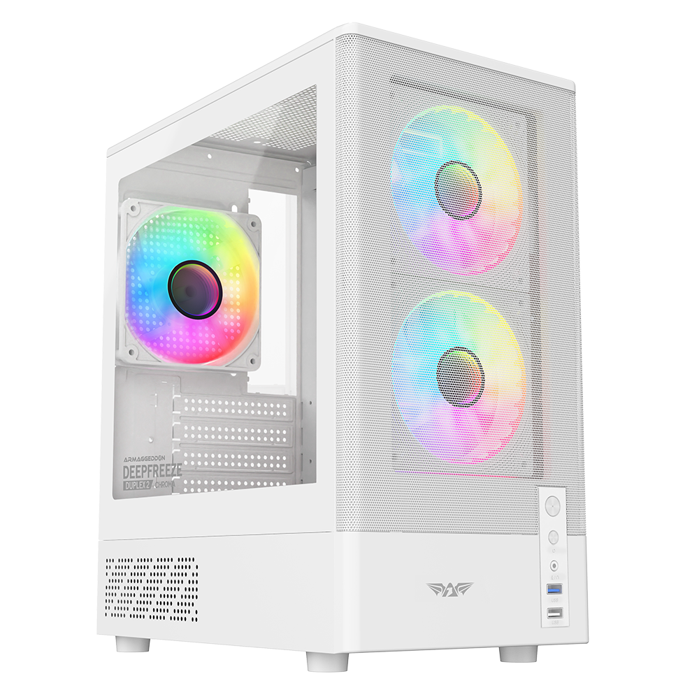 1_-_main_1775741364 Armaggeddon Gaming Case M-ATX DEEPFREEZE DUPLEX 2 CHROMA White (3x Chroma Fans) - Image 1