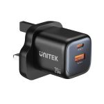 Unitek Charge Wall GaN 20W USBCx1 & USBAx1 UK P1128 Black