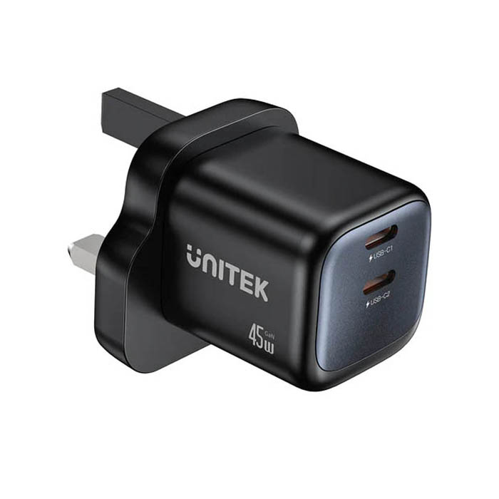 1_-_main_1776765704 Unitek Charge Wall GaN 45W USBCx2 UK P1129 Black - Image 1