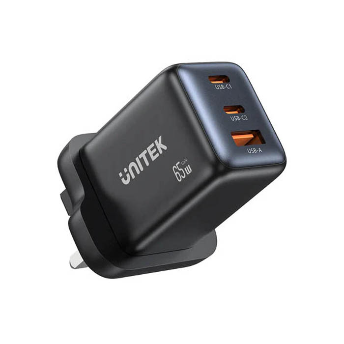 1_-_main_1776766472 Unitek Charge Wall GaN 65W USBCx2 USBAx1 UK P1130 Black - Image 1