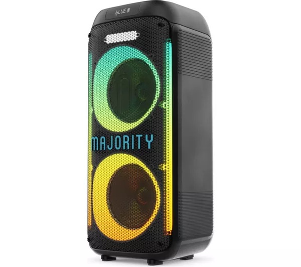 1_10283847 Majority Speakers Portable Karaoke PULSE P2 120W 2x6.5'' Wired Mic BT/USB/RGB UK - Image 1