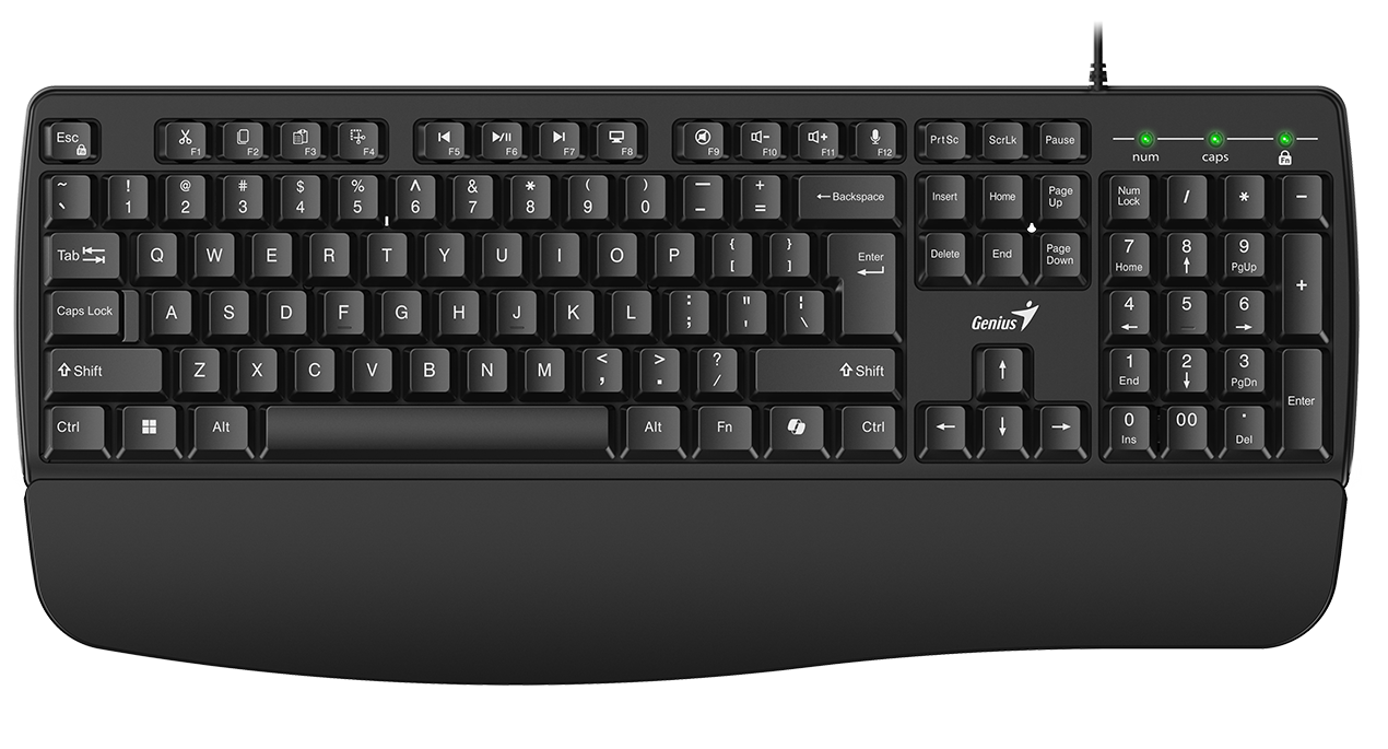 1_1769067438 Genius Keyboard Wired AI with Palm Rest KB-123 English - Image 1