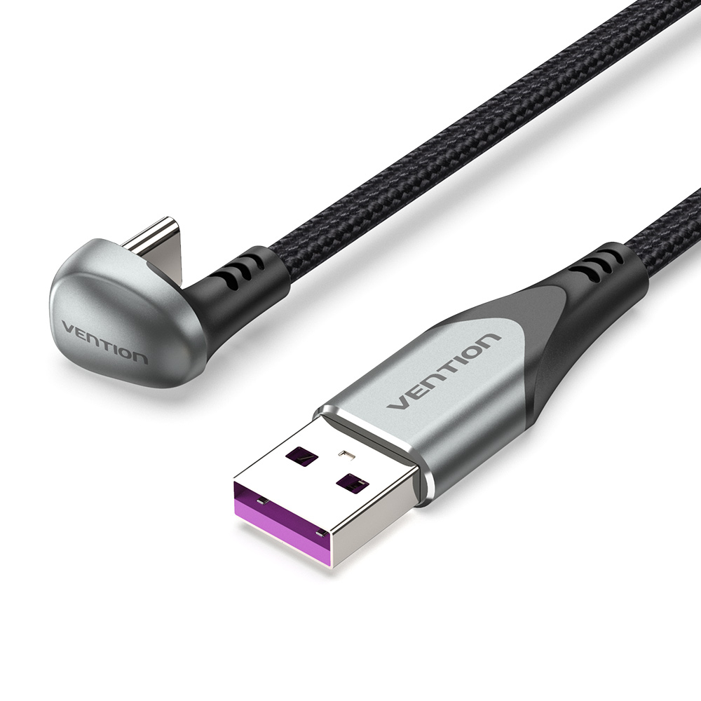 1_1770038635 Vention Cable USB-A 2.0 to USB-C U-Shaped 5A Braided 1.0m COHHF - Image 1