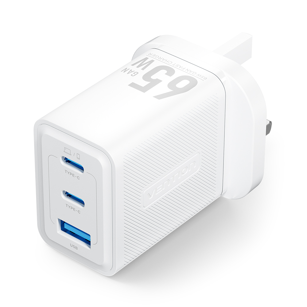 1_1770283119 Vention Charger Wall GaN 65W 2xUSBC 1xUSBA White FERW0-UK - Image 1