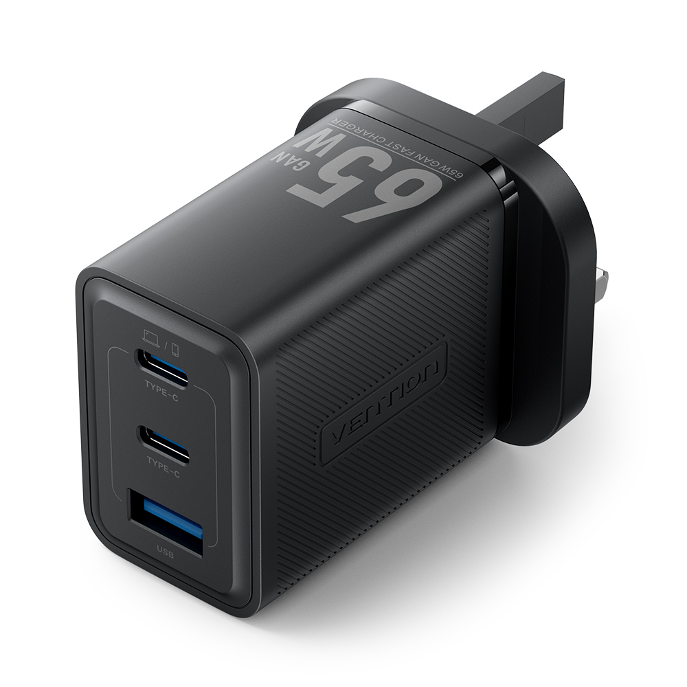 1_1770288088 Vention Charger Wall GaN 65W 2xUSBC 1xUSBA Black FERB0-UK - Image 1