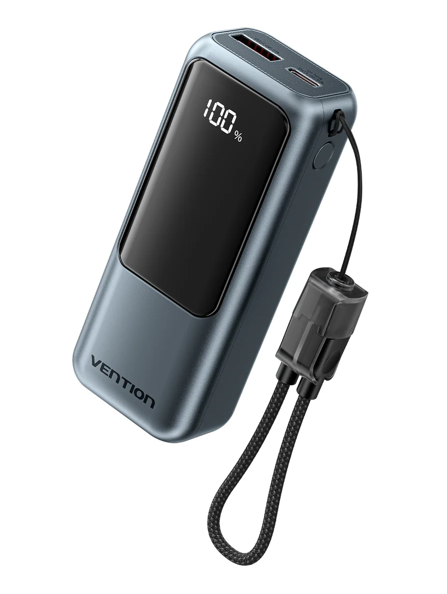 1_1770373926 Vention Powerbank 10000mAh 22.5W Built-in USB-C Lanyard + Display FKOH0 - Image 1