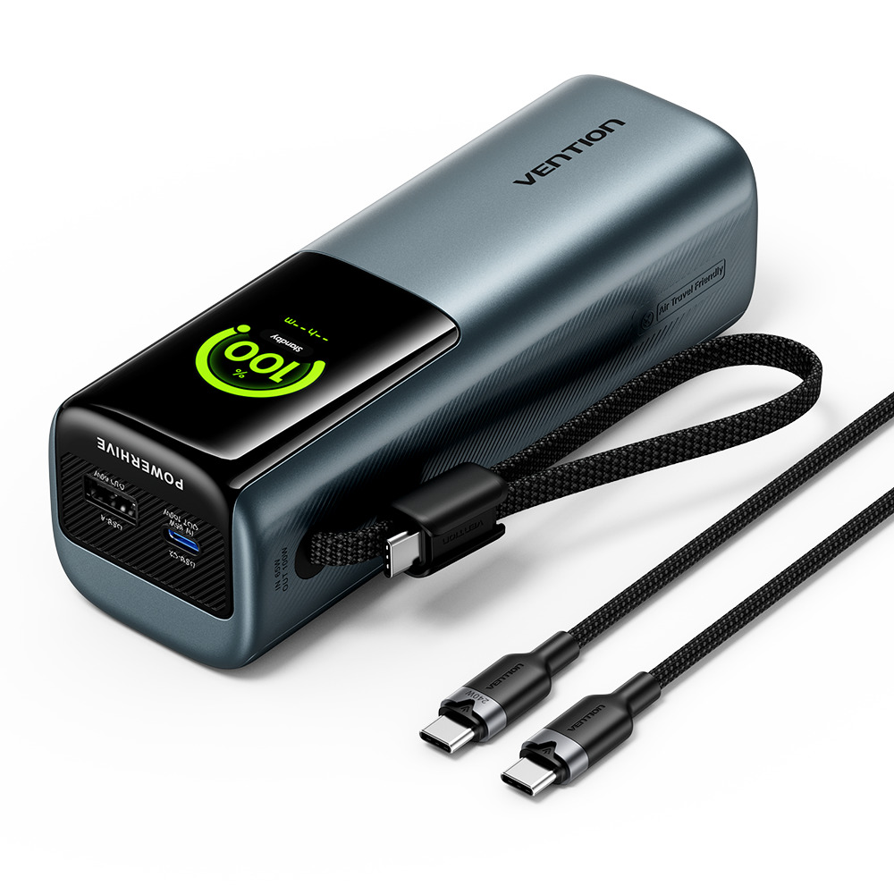 1_1770386060 Vention Powerbank 20000mAh 165W 3xUSBC+USBA TFT Display +100W Cable FKFH0 - Image 1