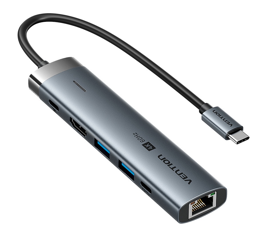 1_1770629211 Vention HUB USB-C 1xUSB-C 3.2/2xUSB3.0/HDMI 4K60Hz/Gb/PD TGNHB - Image 1