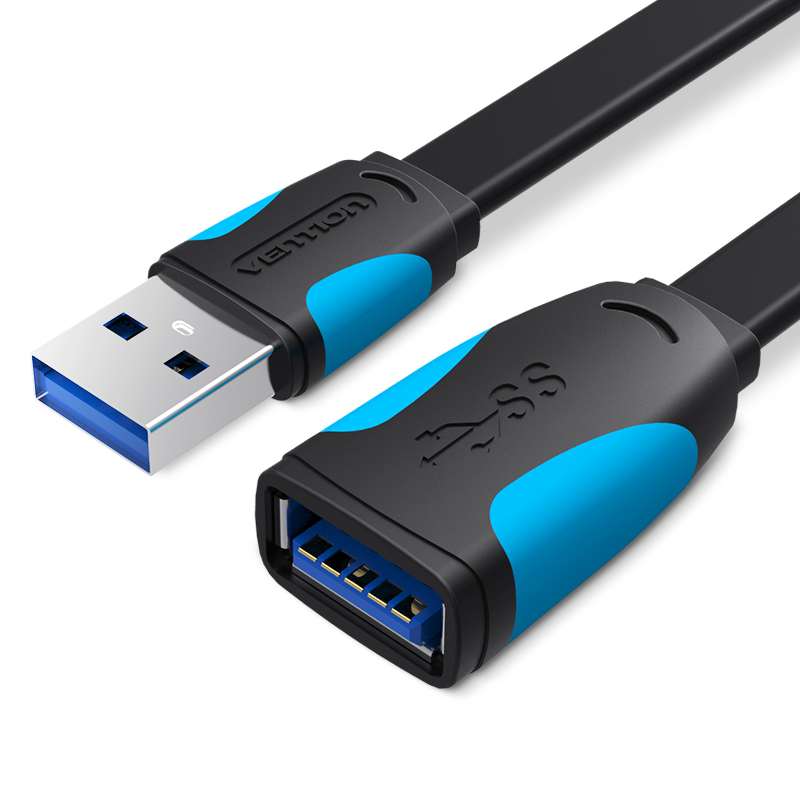 1_1776330728 Vention IT Cable USB-A 3.0 M-F Extension Flat 2.0m Black VAS-A13-B200 - Image 1