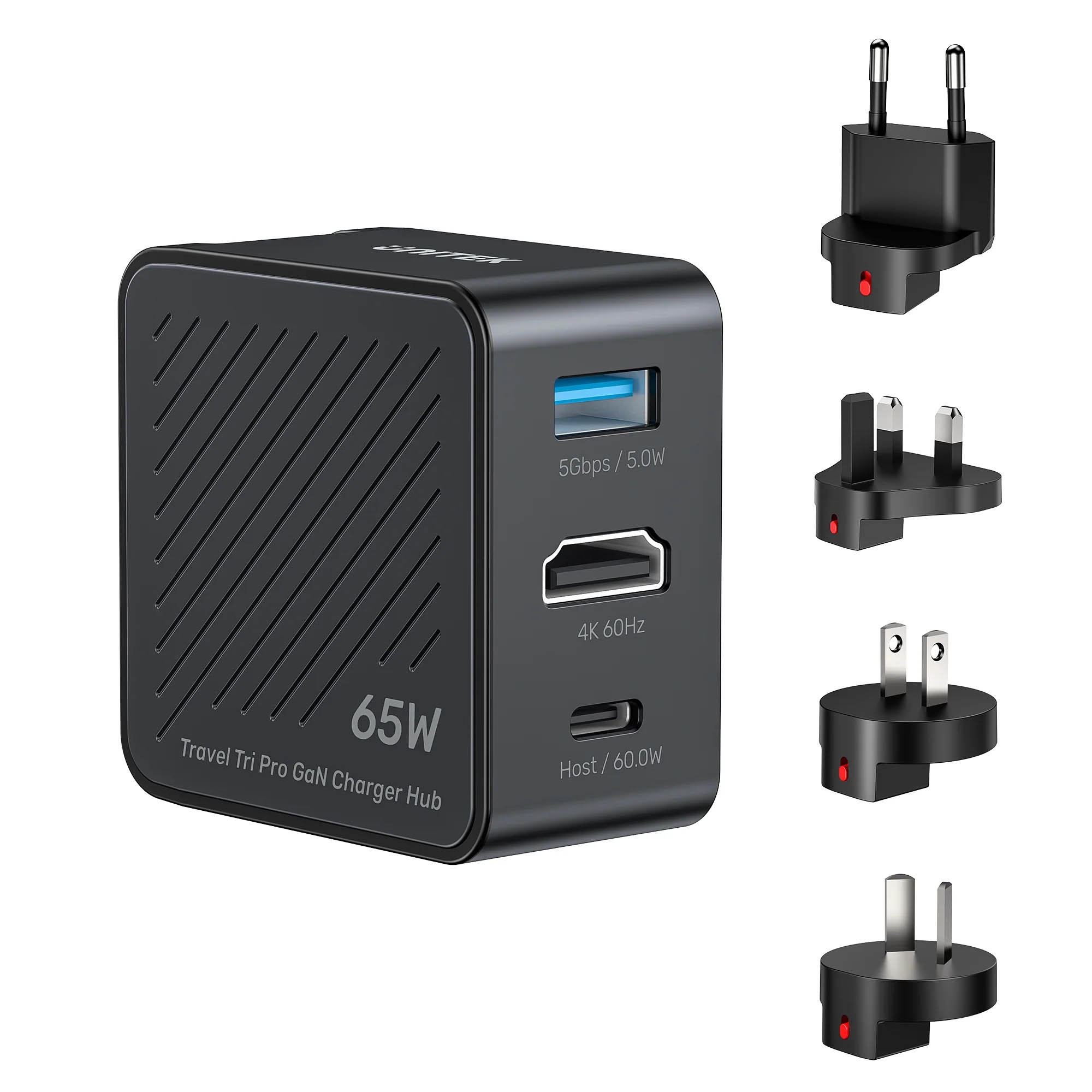 1_1776839710 Unitek Charge Wall Travel GaN 65W USBCx1 USBAx1 HDMIx1 P1242 Black - Image 1
