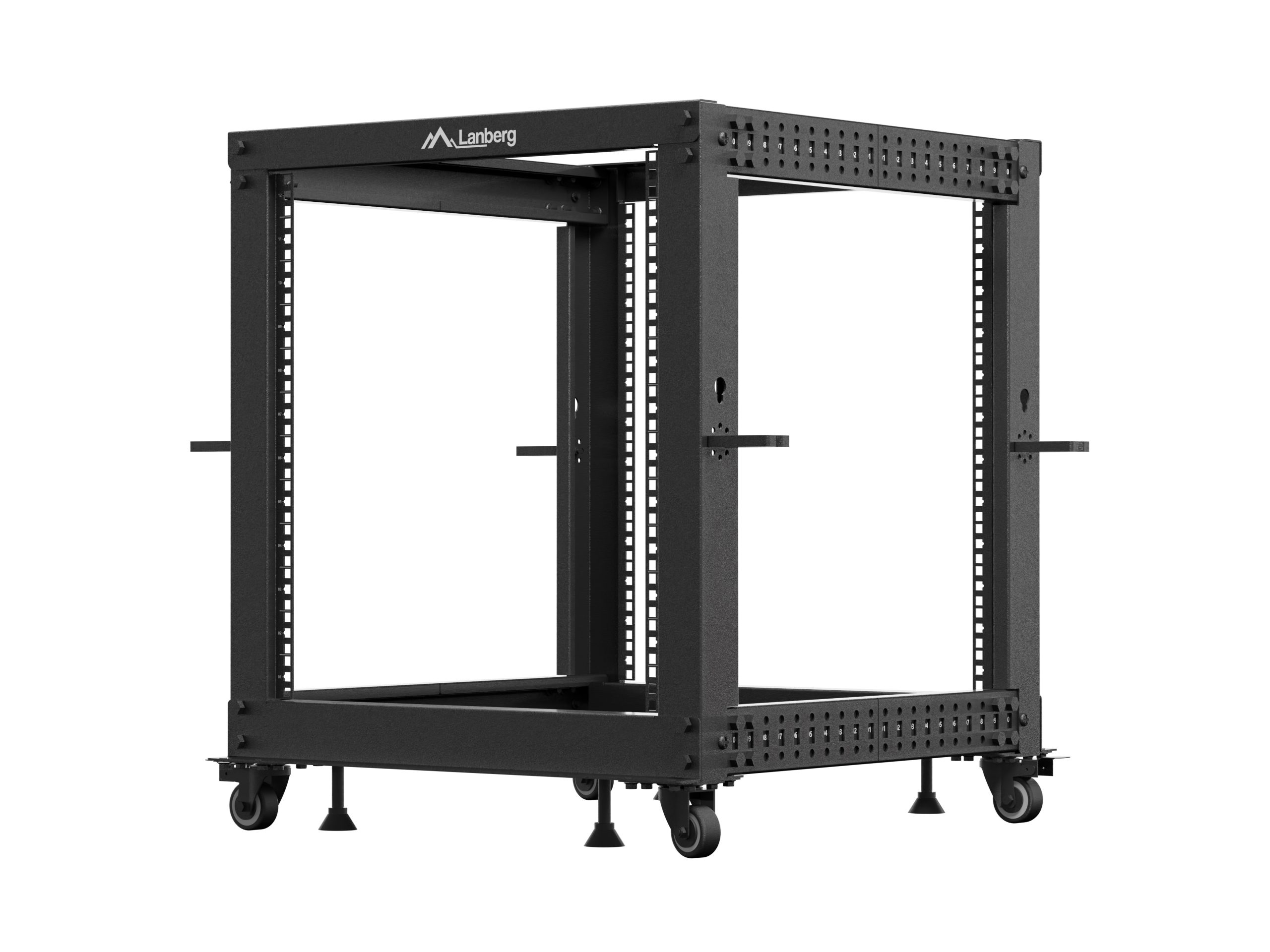 1_1777029785 Lanberg Open Rack 19" 12U Adj.Depth 600-1000mm Black - Image 1