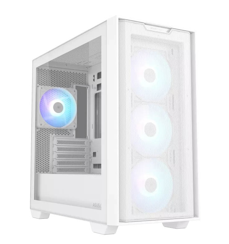 1_1779798701 ASUS PC Case Gaming mATX Mesh Front Panel Tempered Glass Side Window 4x Pre-Installed ARGB Fans A21 PLUS White - Image 1