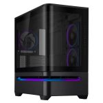ASUS PC Case Prime mATX Panoramic Curved Tempered Glass Panels Aura Sync Light Band 3x Pre-Installed Fans USB-C AP202 ARGB Black